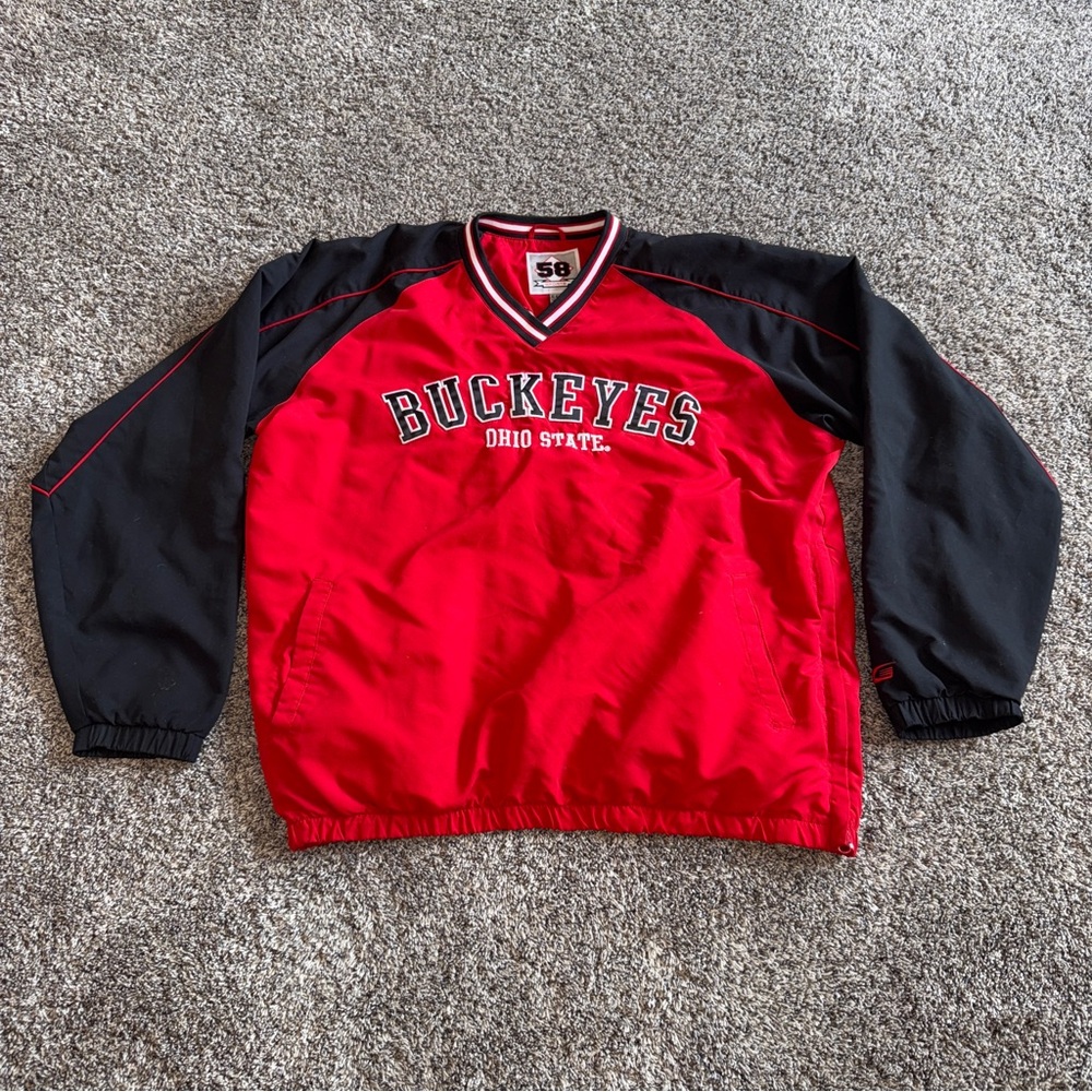Ohio State 58 Sports Pullover Men’s Red Black OSU Buckeyes Size XL Vintage